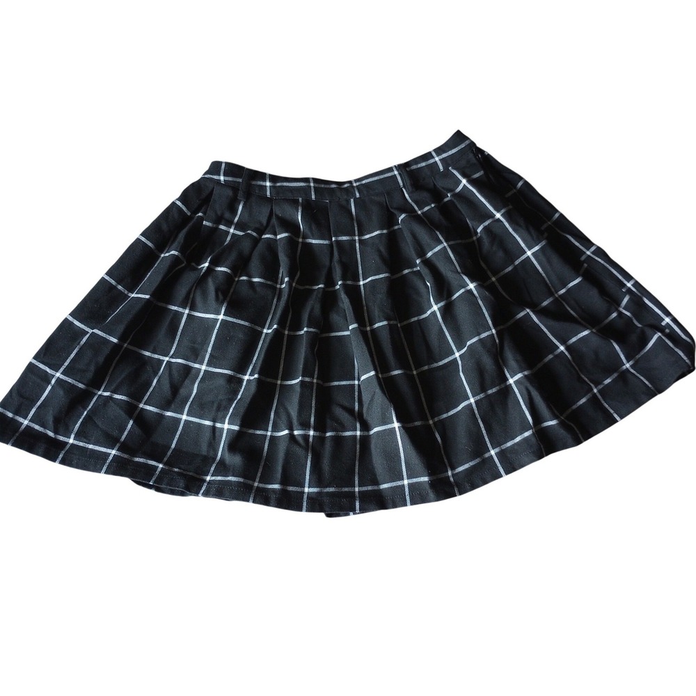 Hot Topic Black White Grid Pleated‎ Mini Skirt Womens Size MD Goth Alternative